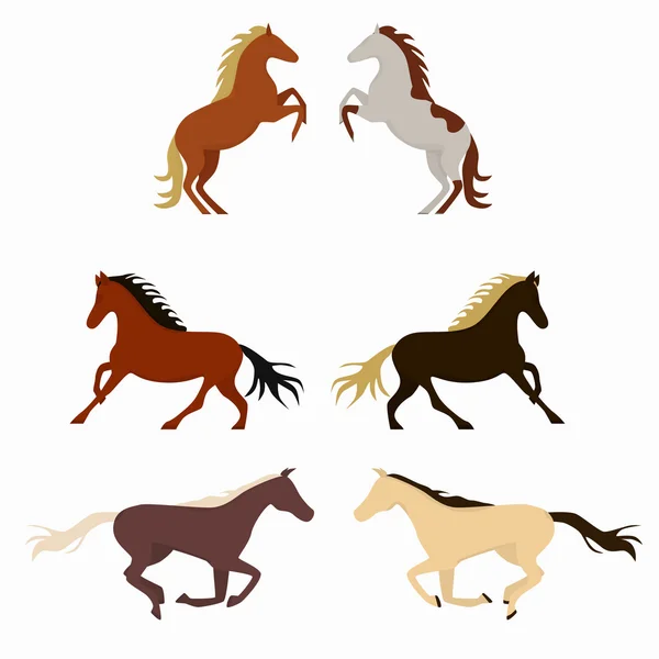 Conjunto de cavalos de desenhos animados — Vetor de Stock