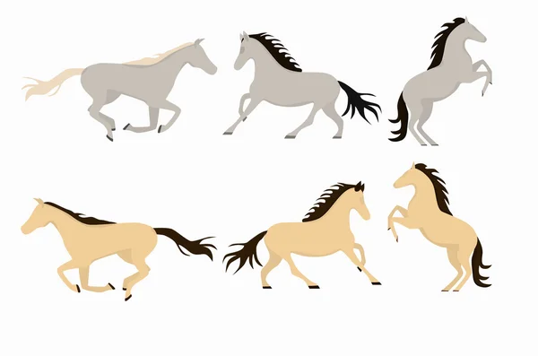 Conjunto de caballos de dibujos animados — Vector de stock