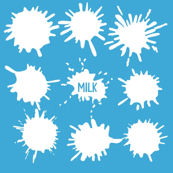 Milk splashes set — Stock Vector