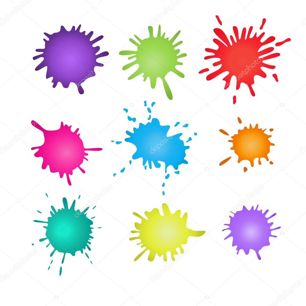colorful paint splashes set