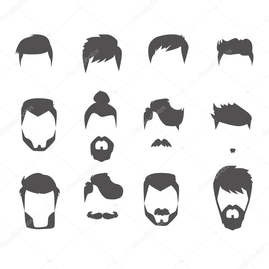 Men hairstyle icons set, vector illustration