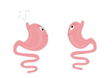 Şişkinlik ve sağlıklı çizgi film mide 