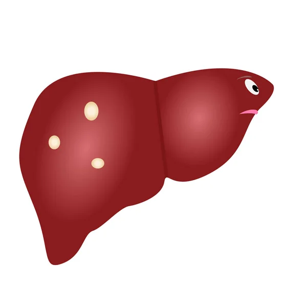 Lindo hígado poco saludable con quistes icono hecho en estilo de dibujos animados. Concepto médico . — Vector de stock