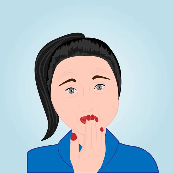 Ένα κορίτσι που καλύπτει το στόμα με το χέρι, προσπαθεί να αποφύγει ρέψιμο — Διανυσματικό Αρχείο