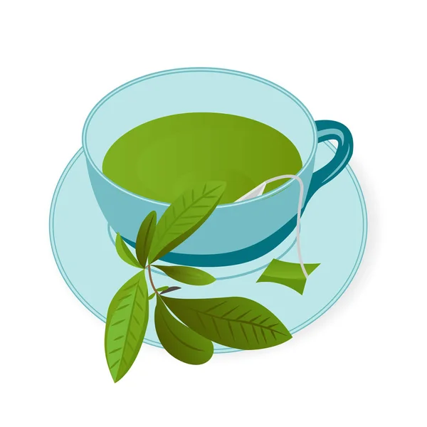 Чашка векторной иллюстрации зеленого чая — стоковый вектор
