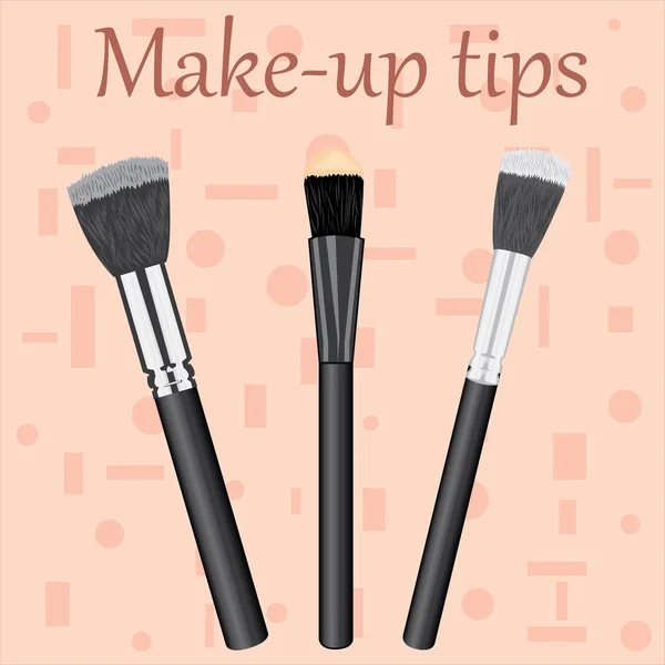 Kit de pinceles de maquillaje profesional . — Vector de stock