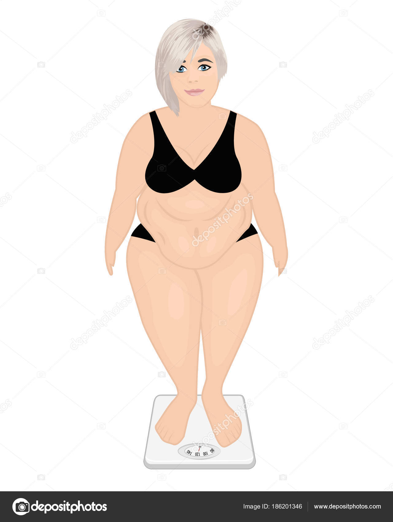 Fat and Slim Girls` Hips. before and after Stock Vector
