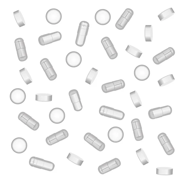 Piller, droger, läkemedel bakgrund vektorillustration — Stock vektor