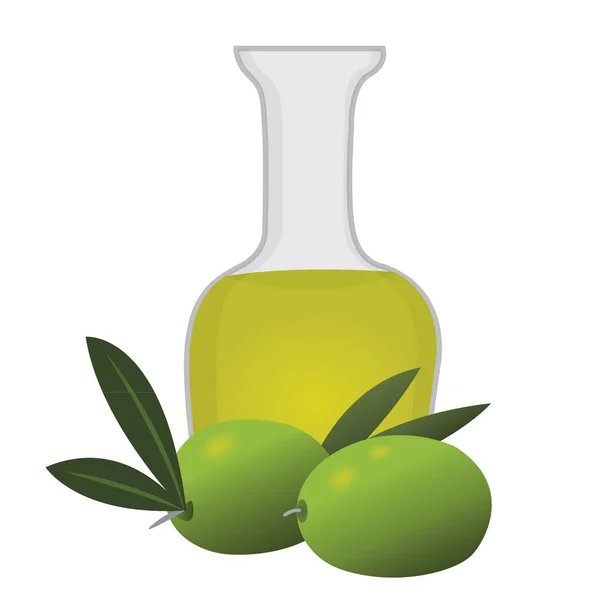 Aceite de oliva ecológico con aceitunas ilustración vectorial aislada sobre un fondo blanco — Vector de stock