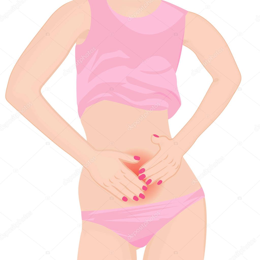 A girl having abdoman pain vector illustration