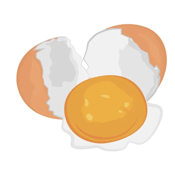 Huevo brocken vector ilustración sobre un fondo blanco — Vector de stock