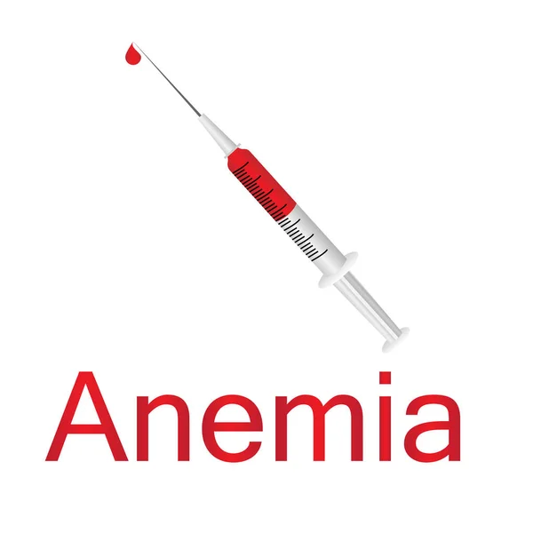 Seringa cheia de sangue para verificar se há anemia no sangue — Vetor de Stock