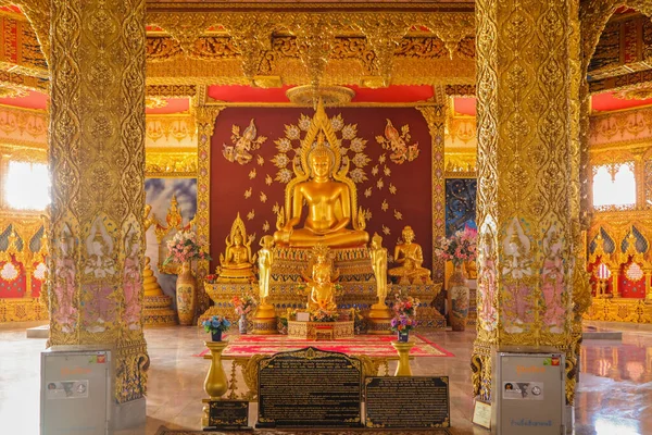 Золота Статуя Будди Буддійському Храмі Бангкоку Фото Зроблено Року — стокове фото