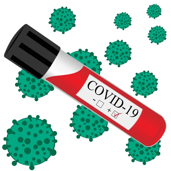 Zkumavka Krví Pro Laboratoř Analýza Koronavirové Virové Infekce Vektorové Ilustrace — Stockový vektor