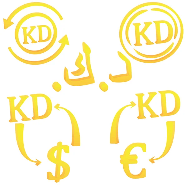 白色背景下科威特矢量的科威特第纳尔符号图标 — 图库矢量图片