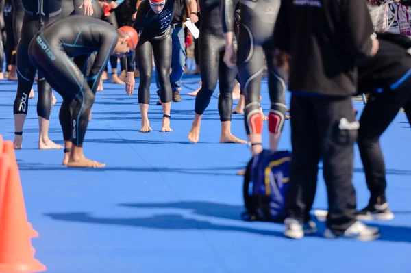 Portugal, Europa - 2-3 ABRIL 2016: Algarve Quarteira ETU Triathlon European Cup, sunny outdoor background — Foto de Stock