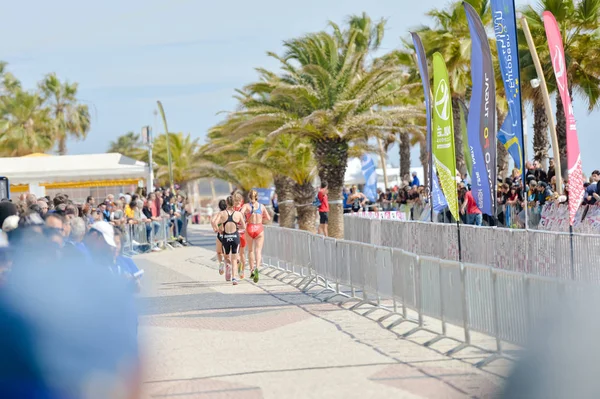 Portogallo, Europa - 2 - 3 APRILE 2016: Algarve Quarteira ETU Triathlon European Cup, sfondo soleggiato all'aperto — Foto Stock