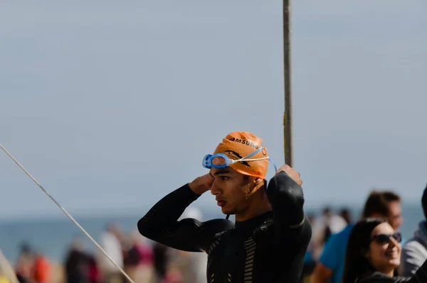 Portugal, Europe - APRIL 2 - 3, 2016: Algarve Quarteira ETU Triathlon European Cup, sunny outdoor background — Stock Photo, Image