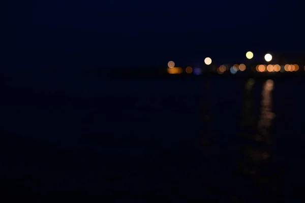 Bokeh Stad Schip Nachtverlichting Reflectie Weergave Vervagen Achtergrond — Stockfoto