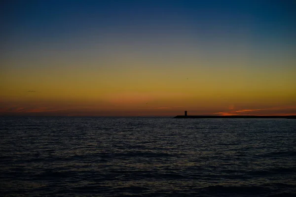 Αυγή Χρόνο Πάνω Από Τον Ωκεανό Φυσικό Εξωτερικό Υπόβαθρο — Φωτογραφία Αρχείου