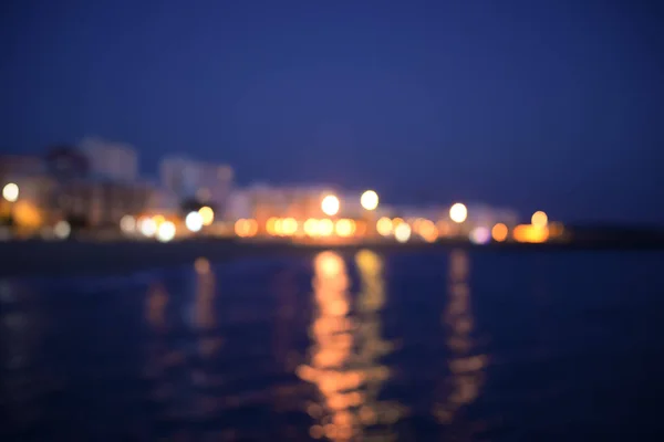 Abstract Colorful Bokeh Effect City Lights Reflected Night Water Outdoor — 스톡 사진