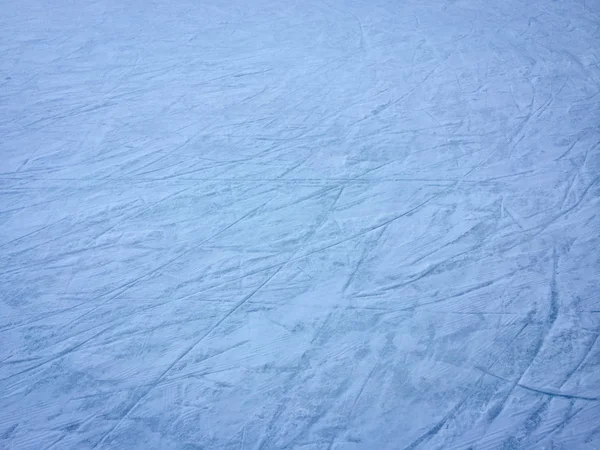 Ice Skating Rink Scratches Surface Background Top View — 스톡 사진