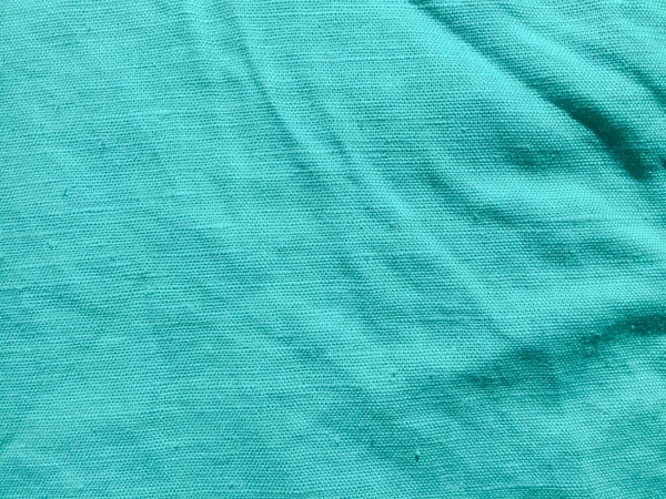 Turquoise Natural Linen Fabric Abstract Space Background Surface — Stock Photo, Image