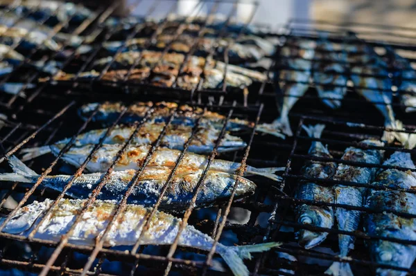 Closeup Fish Grill Top View — Stock Photo, Image