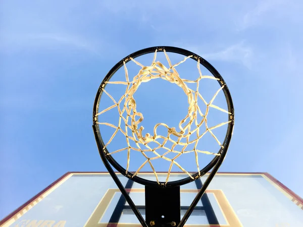 Net Kék Szabadban Háttér Kosárlabda — Stock Fotó