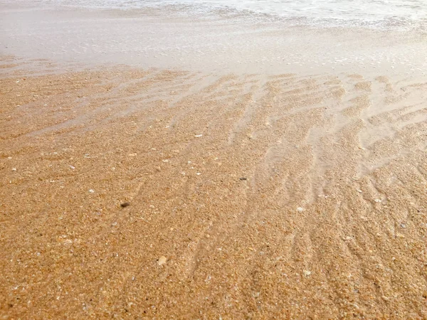 Natuurlijke Zandstrand Oppervlakte Oceaan Zee Strand Achtergrond Bovenaanzicht Achtergrond — Stockfoto