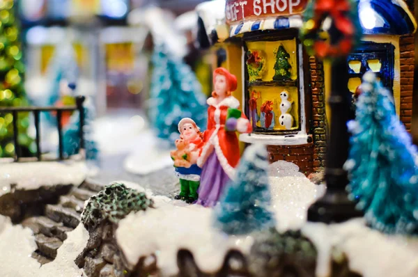 Christmas music cottage toy miniature for joyful seasonal decorated ornament background. — Stock Photo, Image