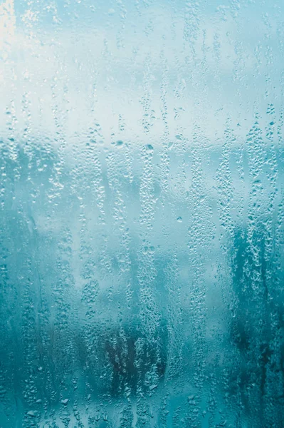 Ventana Vidrio Nebuloso Transparente Borroso Con Gotas Agua Condensada Fondo — Foto de Stock