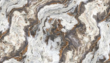 Kıvırcık gri ve altın damarlı beyaz mermer desenli. Soyut doku ve arkaplan. 2B illüstrasyon