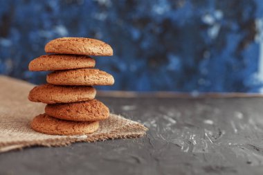 Yulaf ezmeli kurabiye Sivas'tan üzerinde. Arka plan. Sağlıklı e kavramı