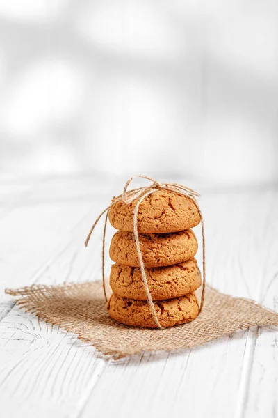 Haferflockenkekse in Sacktuch. das Konzept ist gesunde Ernährung, Pause — Stockfoto