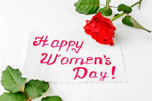 Happy Women's Day. Groeten met rozen. — Stockfoto