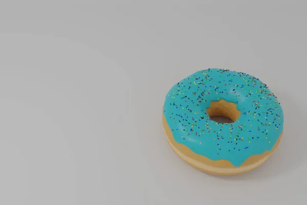 Иллюстрация Пончика Небесной Глазурью Белом Фоне — стоковое фото