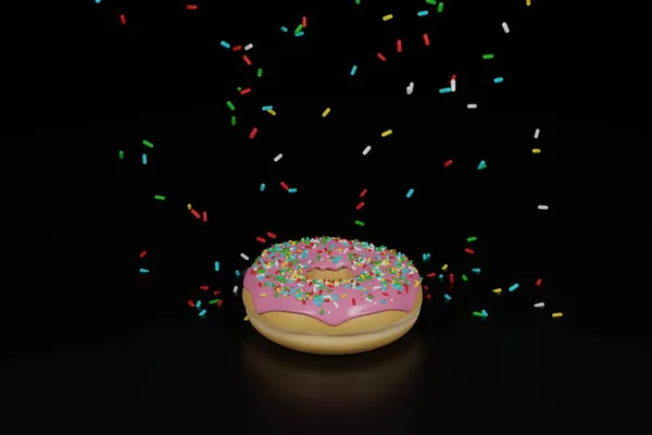 Ilustração Donut Com Chuva Polvilhas Coloridas — Fotografia de Stock