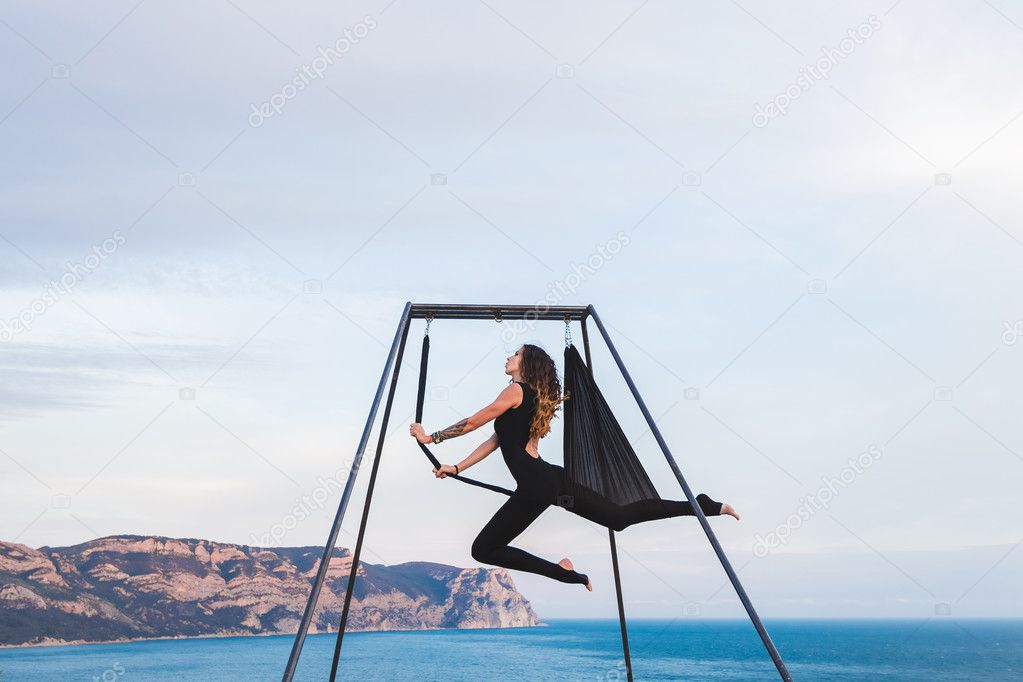 Acrobatic fly dance yoga outdoor 