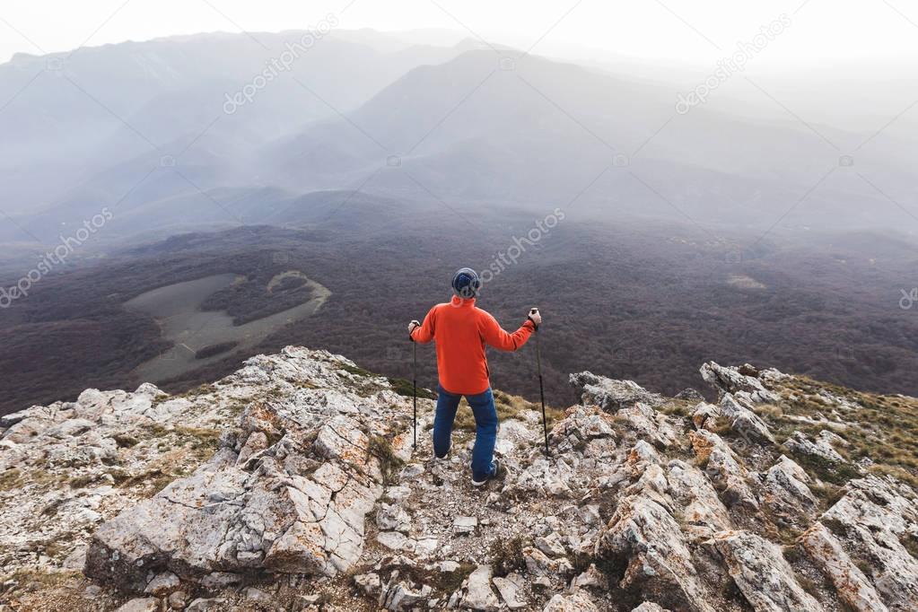 Man climbing on rock