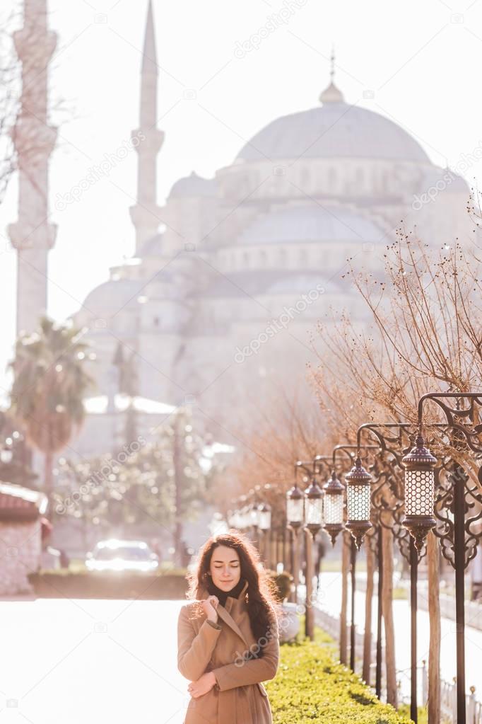 Woman in  near the Blue Mosque 