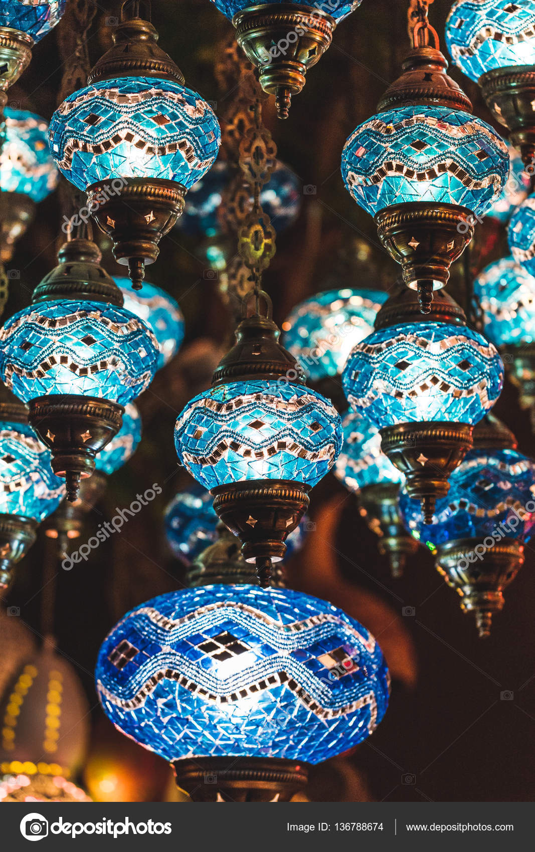 Amazing traditional handmade turkish lamps Stock Photo by