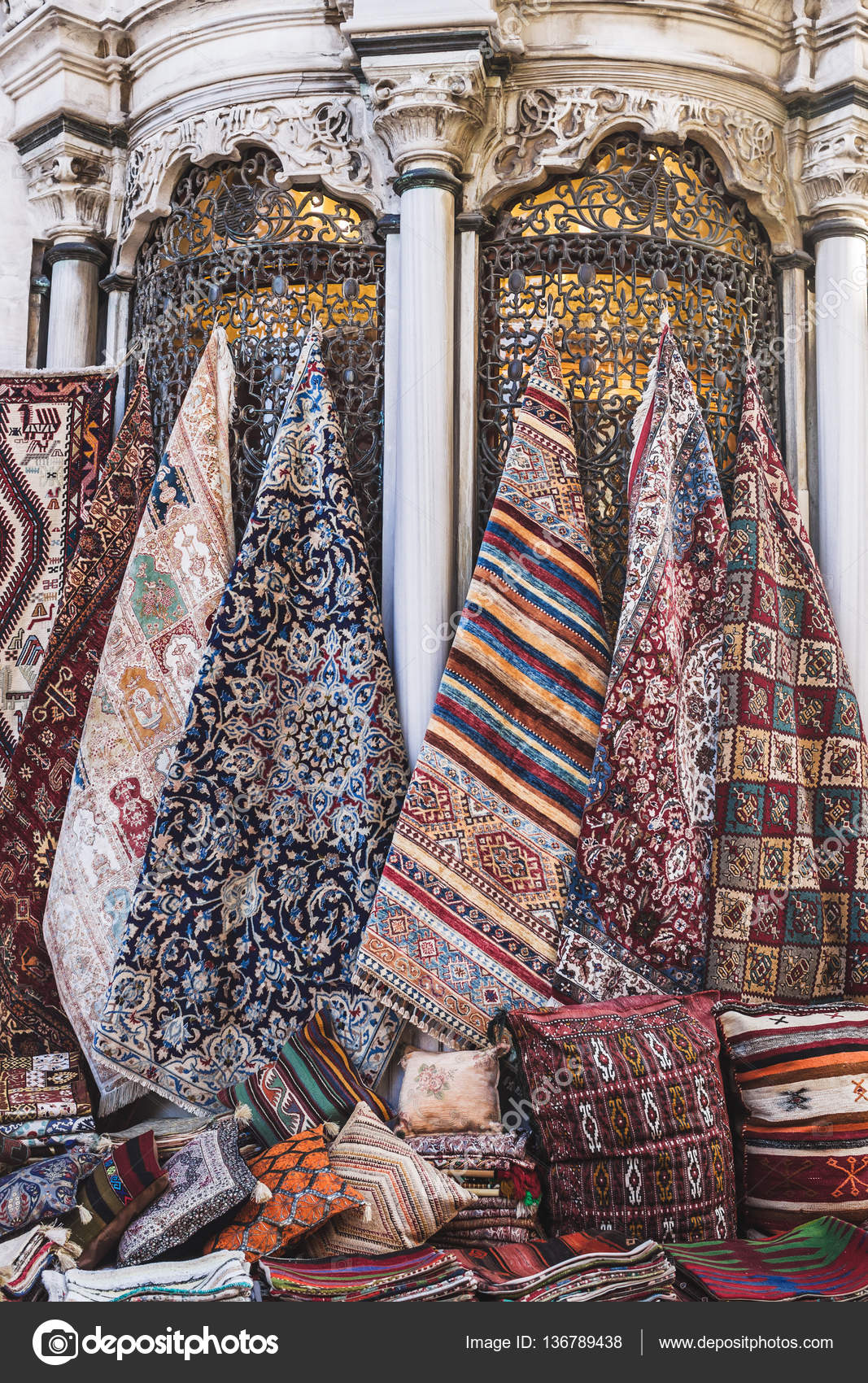 Handmade carpets sold — Stock Photo © olegbreslavtsev 136789438