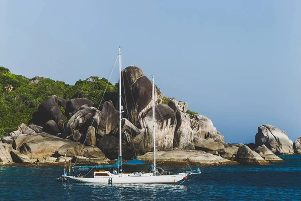 Luxury yacht in the bay — Stock Photo, Image