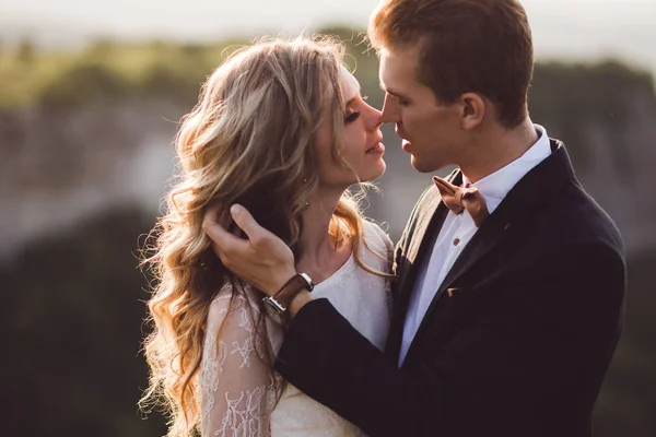 Sposa e sposo bel ritratto all'aperto — Foto Stock