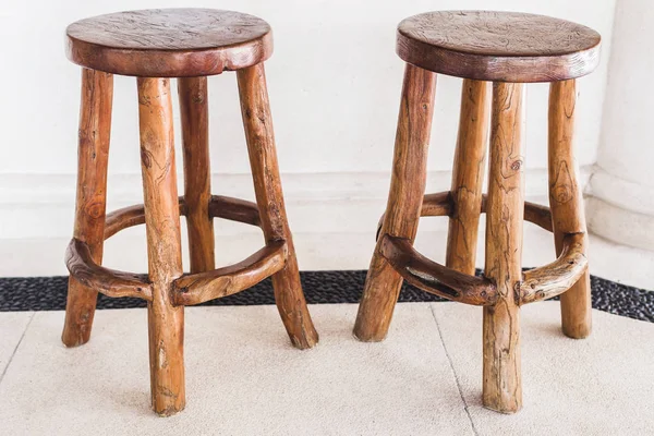 Vintage handmade wooden bar stools — Stock Photo, Image