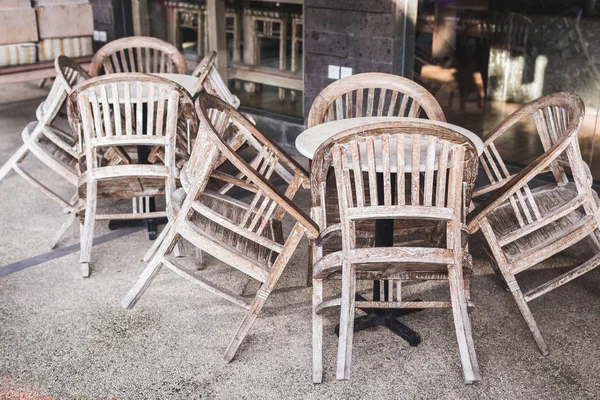 Folded wooden vintage chairs — Stock Photo, Image