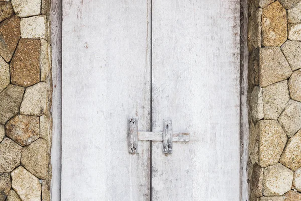 Wooden textured white doors — Stock Photo, Image