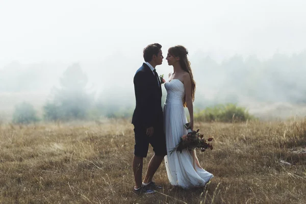 Bruden och brudgummen i bergen — Stockfoto