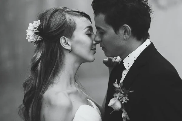 Nygifta kysser ömt — Stockfoto
